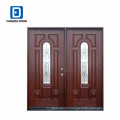Fangda center arch mahogany textured modern fiberglass entry doors
